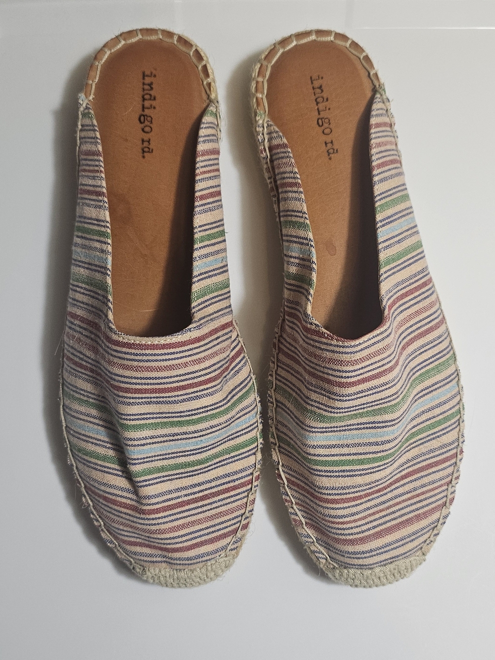 Indigo Multistripe Canvas Espadrilles - Blue, Green, Red, Tan
